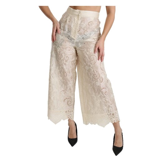 Lace High Waist Palazzo Cropped Pants Dolce & Gabbana L promocja showroom.pl