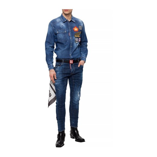 Jeansowa koszula z naszywkami Dsquared2 46 okazja showroom.pl