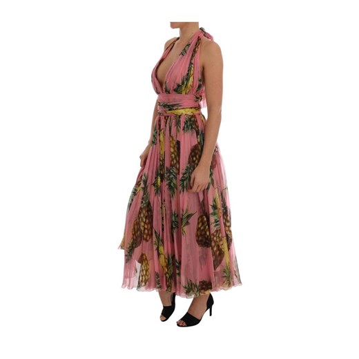 Pineapple-Print Silk-Chiffon Dress Dolce & Gabbana S wyprzedaż showroom.pl