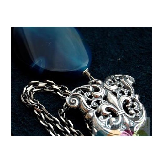 WIELKI BŁĘKIT - wisior z agatem błękitnym 