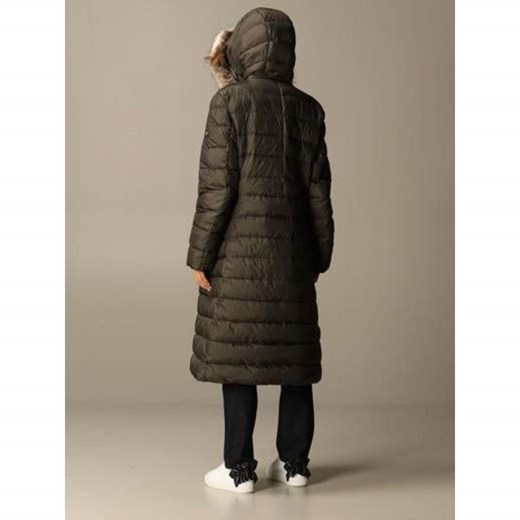 Long down jacket with hood and detachable fur closure with double-slider zip and buttons Paul & Shark M okazja showroom.pl