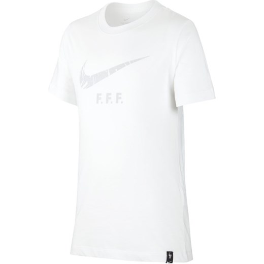 T-shirt piłkarski dla dużych dzieci FFF - Biel Nike XS Nike poland