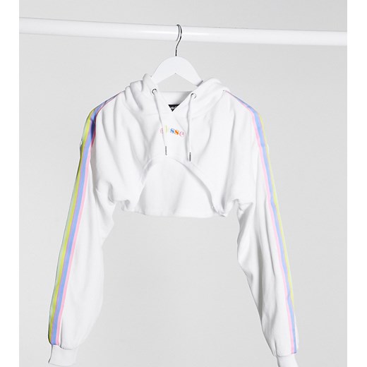 Ellesse – Krótka aksamitna bluza z kapturem i kolorową taśmą, część zestawu-Biały Ellesse 36 Asos Poland