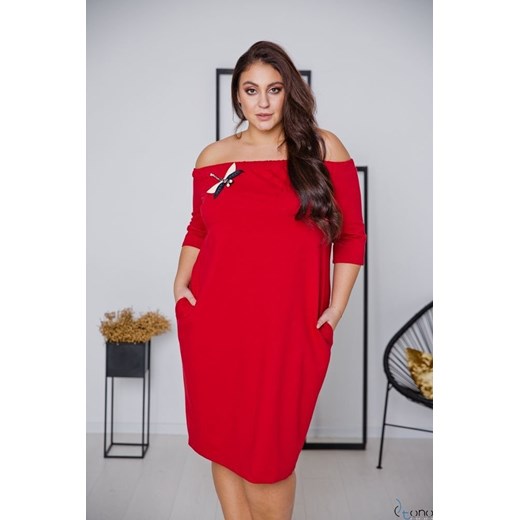 Czerwona Sukienka ROSETTA Plus Size 58(9XL) TONO