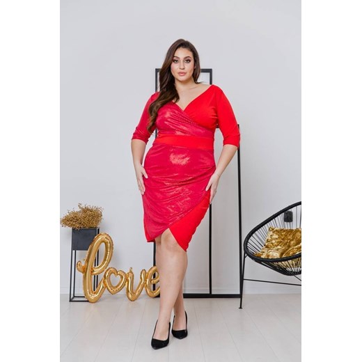 Czerwona Sukienka DRIMA Plus Size 46 TONO