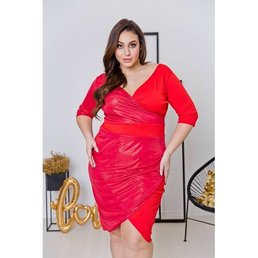 Czerwona Sukienka DRIMA Plus Size 48 TONO