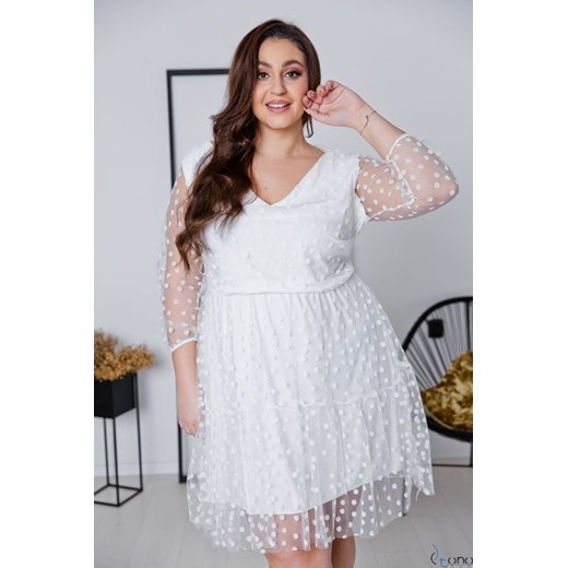 Biała Sukienka MATTIA Plus Size 46 TONO