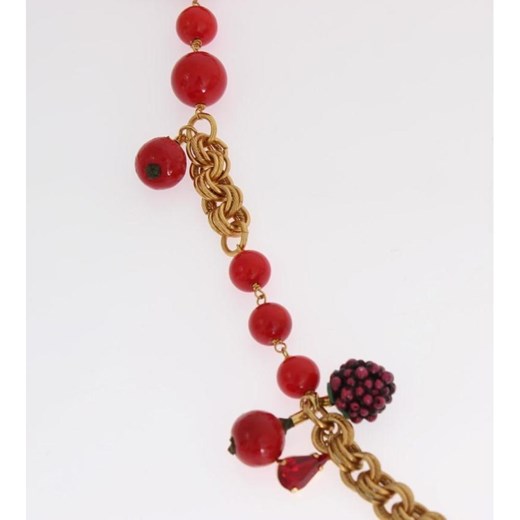 Gold Red Apple Fruit Crystal Charms Necklace Dolce & Gabbana ONESIZE okazja showroom.pl