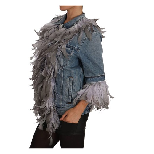 Denim Jacket Feathers Embellished Buttons Dolce & Gabbana S showroom.pl promocyjna cena