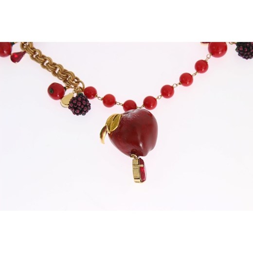 Gold Red Apple Fruit Crystal Charms Necklace Dolce & Gabbana ONESIZE promocja showroom.pl