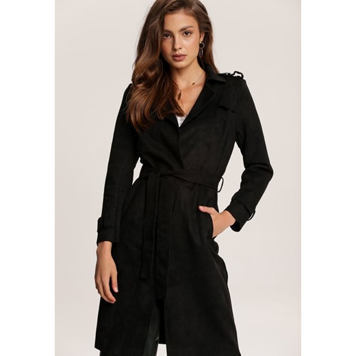 Czarny Płaszcz Usinlenne ze sklepu Renee odzież w kategorii Płaszcze damskie - zdjęcie 94986501