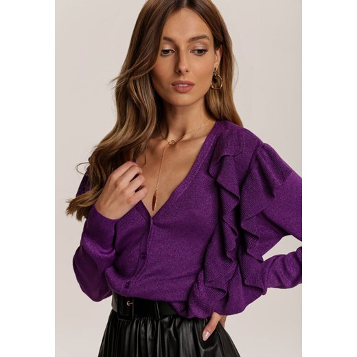 Sweter damski Renee z dekoltem w serek Odzież Damska WK fioletowy RNLO Sweter damski Renee z dekoltem w serek Odzież Damska WK fioletowy RNLO