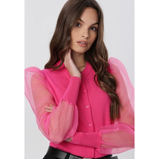 Różowy Kardigan Tanisha ze sklepu Born2be Odzież w kategorii Swetry damskie - zdjęcie 95000592