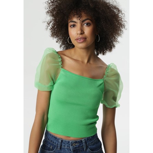 Zielona Bluzka Nida ze sklepu Born2be Odzież w kategorii Bluzki damskie - zdjęcie 95000613