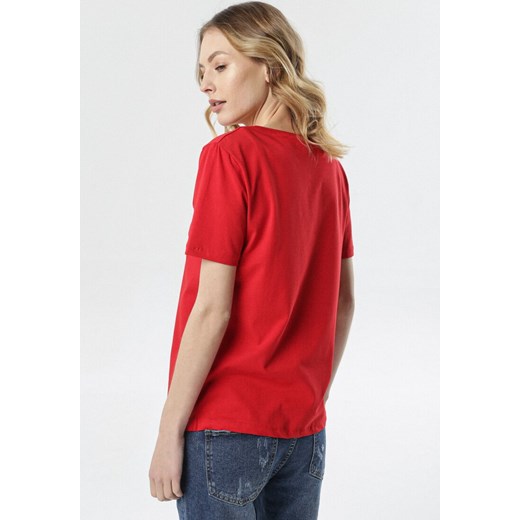 Czerwony T-shirt Thalavien Born2be S/M promocja Born2be Odzież