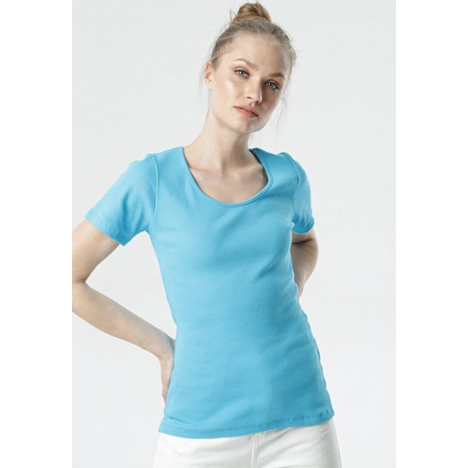 Niebieski T-shirt Ananore Born2be S/M promocja Born2be Odzież
