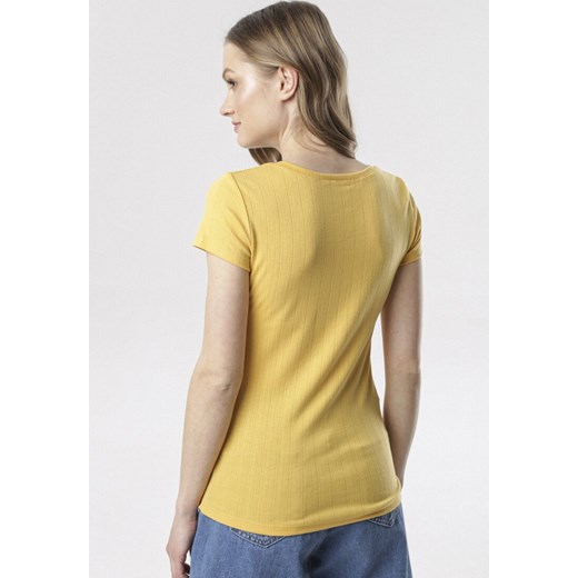 Żółty T-shirt Chenelin Born2be L/XL wyprzedaż Born2be Odzież