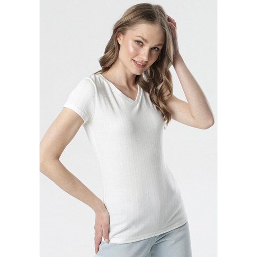 Biały T-shirt Anarah Born2be L/XL okazyjna cena Born2be Odzież