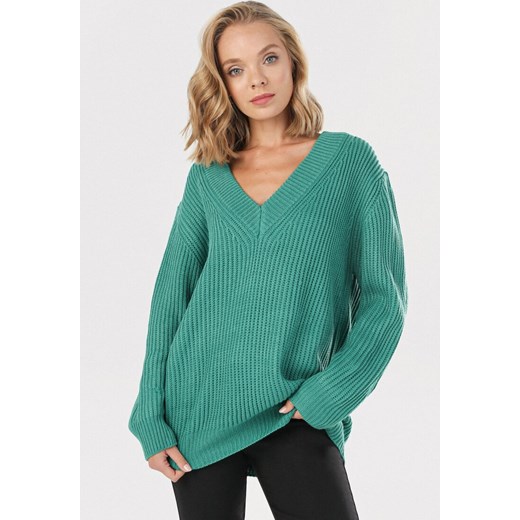 Sweter damski Born2be zielony casual Odzież Damska IT zielony IBUE