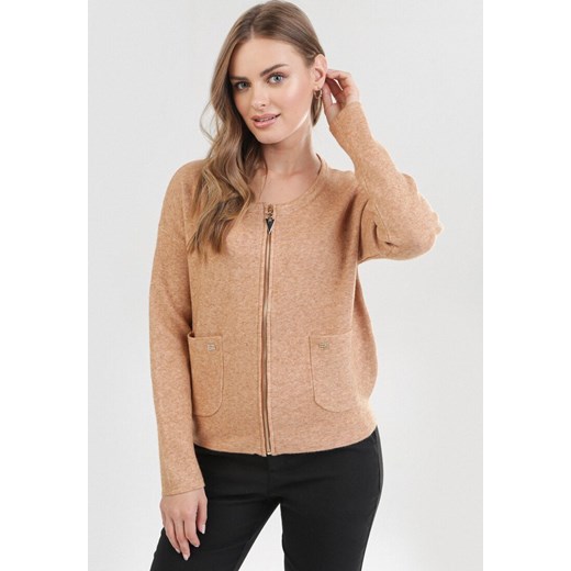 Born2be sweter damski z okrągłym dekoltem bez wzorów Odzież Damska DY brązowy XASA Born2be sweter damski z okrągłym dekoltem bez wzorów Odzież Damska DY brązowy XASA