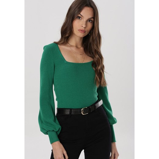 Zielony Sweter Uhrieth ze sklepu Born2be Odzież w kategorii Swetry damskie - zdjęcie 95028002