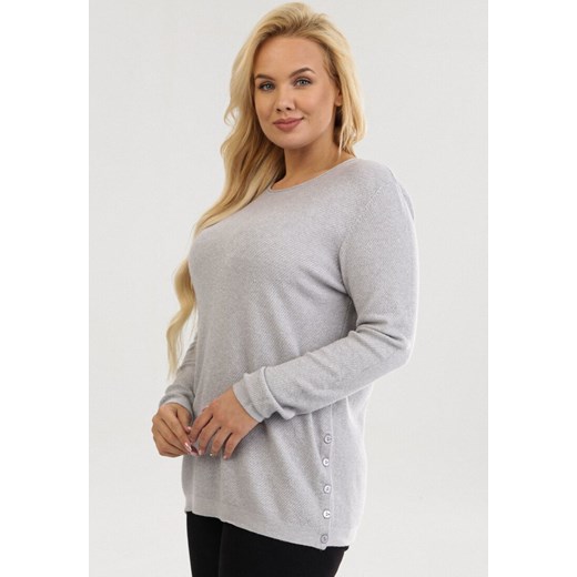 Born2be sweter damski z okrągłym dekoltem Odzież Damska GC szary AWNN Born2be sweter damski z okrągłym dekoltem Odzież Damska GC szary AWNN