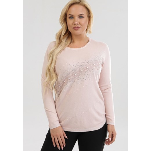 Sweter damski Born2be bez wzorów różowy z okrągłym dekoltem Odzież Damska SK różowy WYZY Sweter damski Born2be bez wzorów różowy z okrągłym dekoltem Odzież Damska SK różowy WYZY