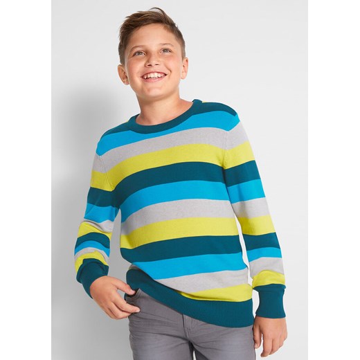 Sweter chłopięcy dzianinowy w paski | bonprix Bonprix 164/170 bonprix