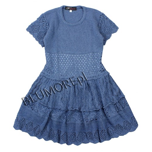 Ażurowa sukienka dla dziewczynki 110 - 140 Zuzia blumore-pl niebieski abstrakcyjne wzory