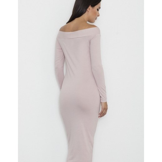 Sukienka dopasowana z odkrytymi ramionami różowa M558 Figl XL wyprzedaż showroom.pl