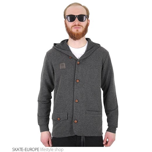 Bluza rozpinana z kapturem Turbokolor - Bjorn skate-europe-com szary dzianina