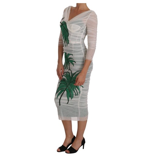Stretch Bodycon Crystal Leaf Dress Dolce & Gabbana S wyprzedaż showroom.pl