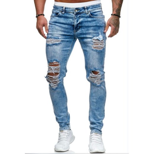 Męskie spodnie jeansy z dziurami joggery Alexiss XXL Super-store