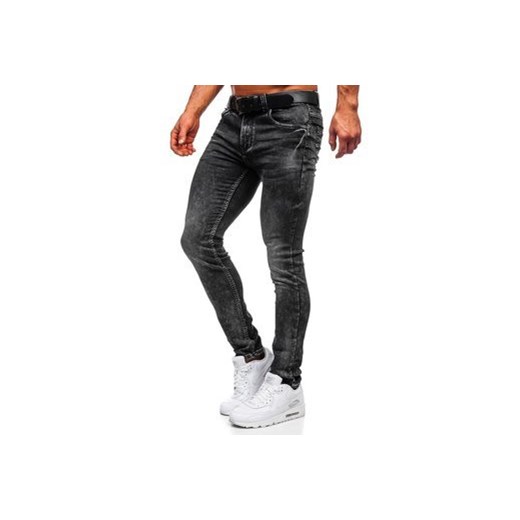Czarne spodnie jeansowe męskie regular fit z paskiem Denley 30035W0 XL Denley okazja