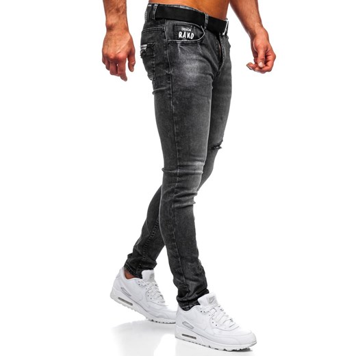Czarne jeansowe bojówki spodnie męskie slim fit Denley 60026W0 L okazja Denley