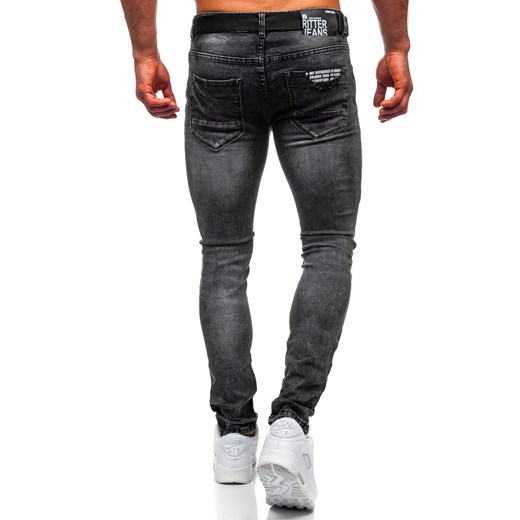 Czarne jeansowe bojówki spodnie męskie slim fit Denley 60026W0 XL okazja Denley