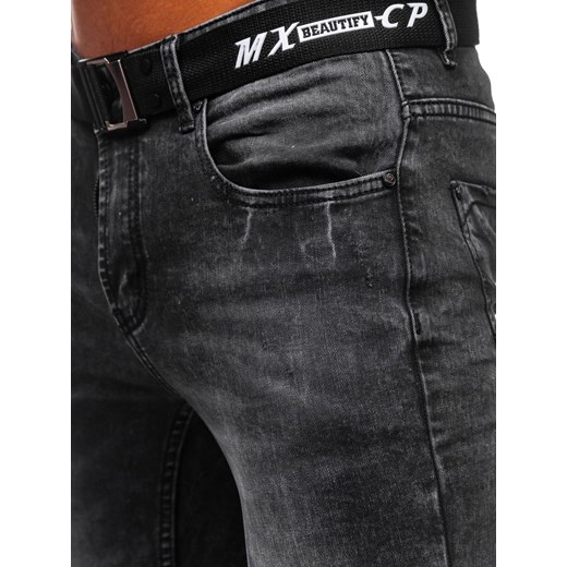 Czarne jeansowe bojówki spodnie męskie slim fit Denley 60026W0 XL wyprzedaż Denley