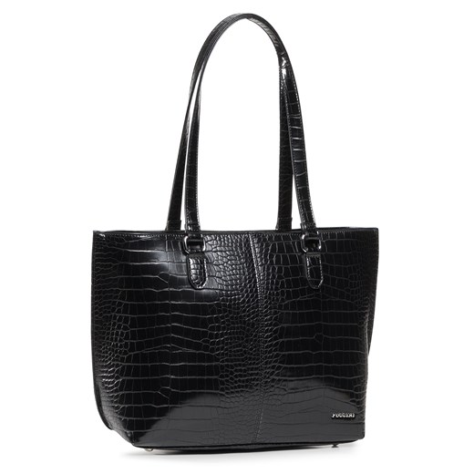 Shopper bag Puccini duża elegancka czarna skórzana 