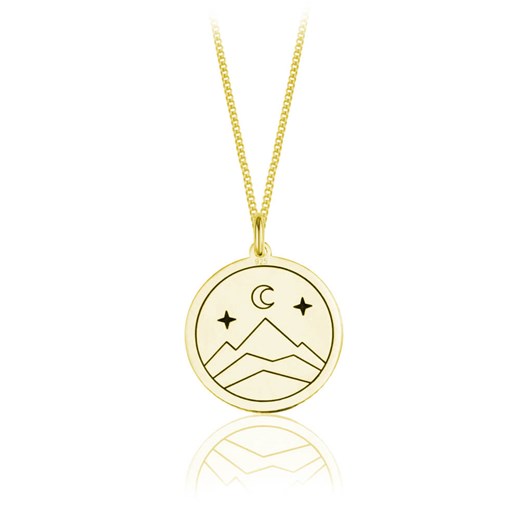 Naszyjnik Mountain z medalionem księżyc, góry i gwiazdy - 24k złocenie Lian Art Lian Art