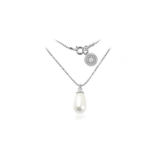 Srebrny naszyjnik z perłą Swarovski® owal - rodowany PLDC100 Lian Art Lian Art