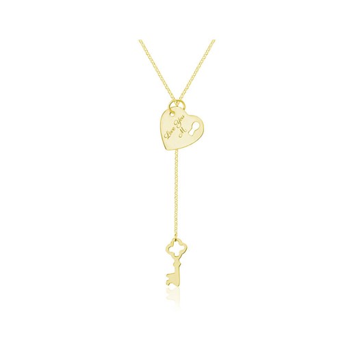 Srebrny naszyjnik serce i klucz - 24k złocenie 2MR Lian Art Lian Art
