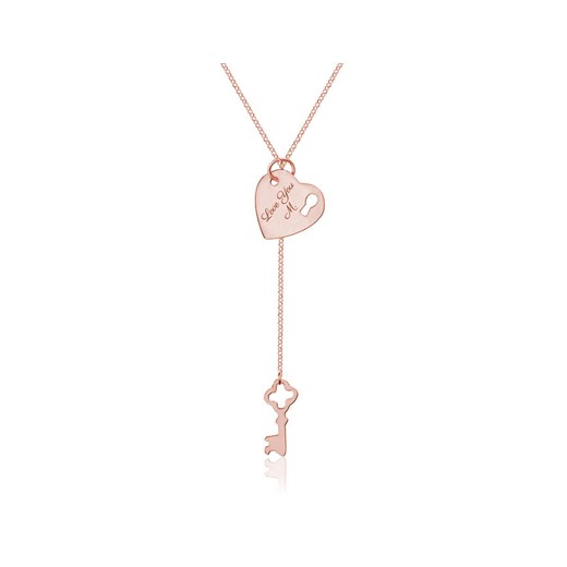 Srebrny naszyjnik serce i klucz - Rose Gold 2MR Lian Art Lian Art