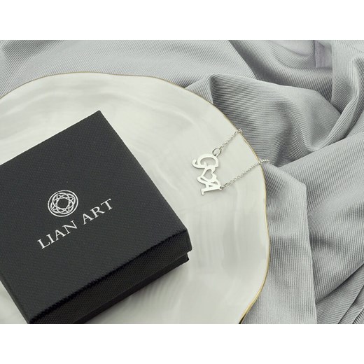 Srebrny naszyjnik z literkami i sercem - rodowany 2MR Lian Art Lian Art