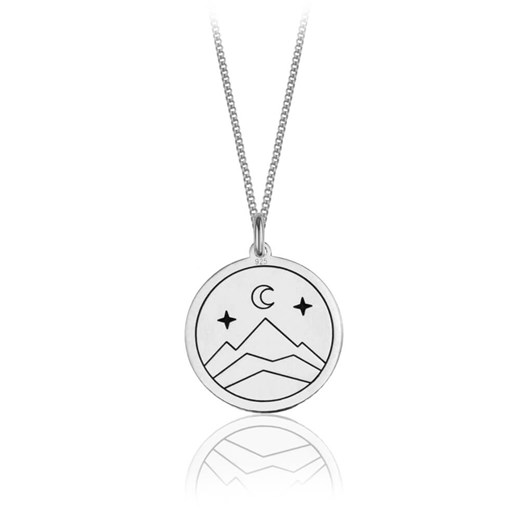 Naszyjnik Mountain z medalionem księżyc, góry i gwiazdy - rodowany Lian Art Lian Art