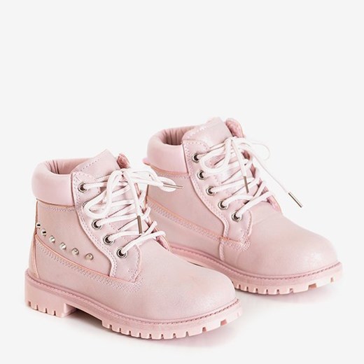 Buty zimowe dziecięce różowe Royalfashion.pl wiązane trapery 
