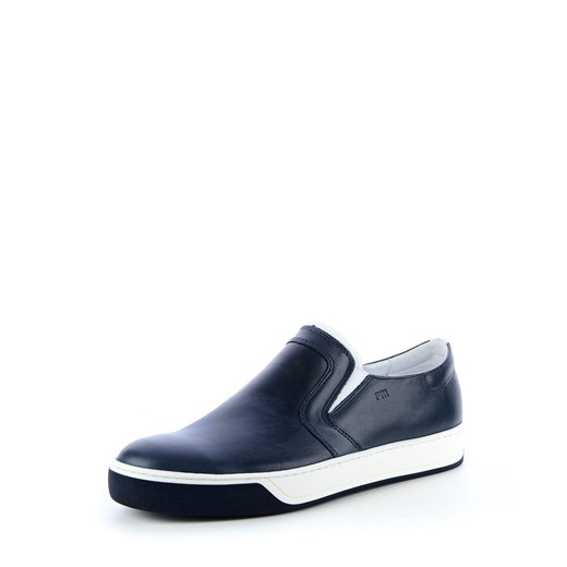 Granatowe skórzane półbuty typu slip-on Primamoda 43 Primamoda