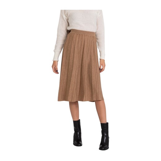 Tobacco wool skirt with lurex stripes Semicouture S showroom.pl