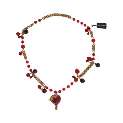 Gold Red Apple Fruit Crystal Charms Necklace Dolce & Gabbana ONESIZE wyprzedaż showroom.pl