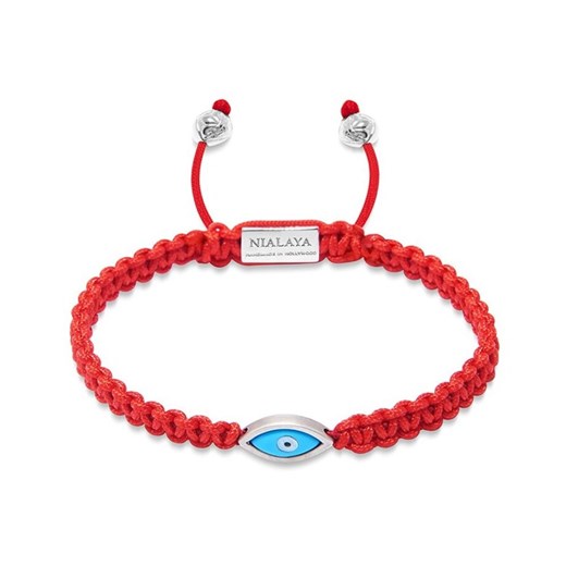 Men's Red String Bracelet with Silver Evil Eye Nialaya M showroom.pl