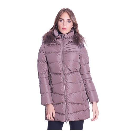 LONG QUILTED DOWN JACKET WITH HOOD AND FUR Add 48 IT showroom.pl